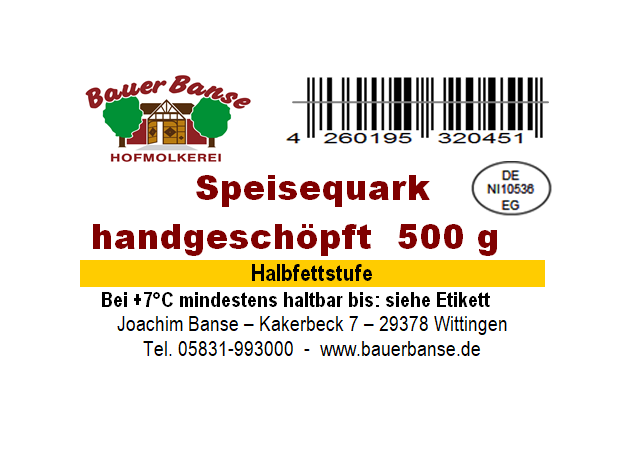 Speisequark Halbfettstufe
