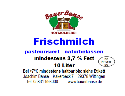 Frischmilch Natur im Eimer