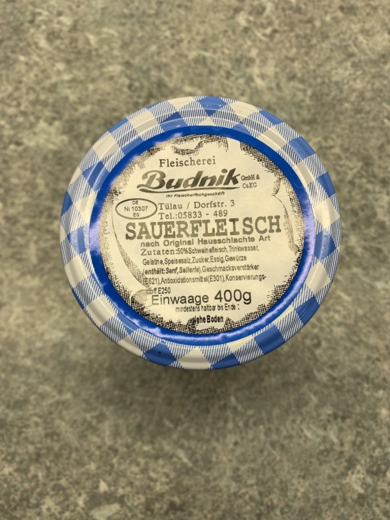 Hausmacher Sauerfleisch Blau im Glas