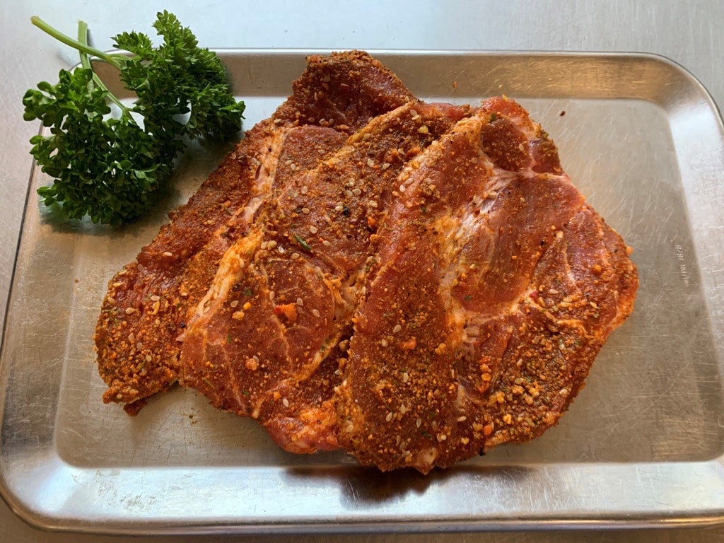 Nackensteak vom Schwein, gewürzt