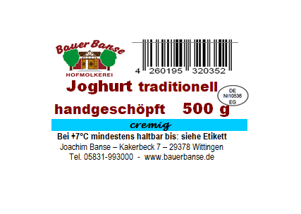 Joghurt natur 7 % Fett