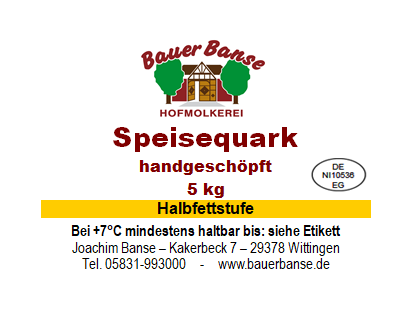 Speisequark Halbfettstufe im Eimer